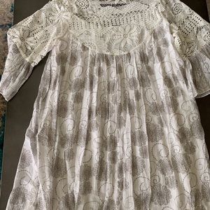 White and gray flower print dress